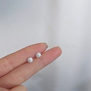 Alloy Earrings for Women, with 925 Sterling Silver Pin, Flower, 10mm(FS-WG98937-125)