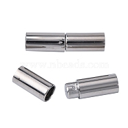 304 Stainless Steel Bayonet Clasps, Column, Stainless Steel Color, 18~20x5mm, Hole: 4mm(STAS-P226-01F)