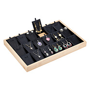 18-Grid Bamboo Pendant Necklaces Displays Plate, with PU Imitation Leather, Rectangle, Black, 35.4x24.5x3cm, Inner Diameter: 7.2x5.4cm, about 19pcs/set(NDIS-WH0006-08)