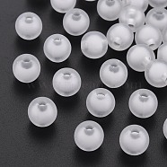 Frosted Acrylic Beads, Bead in Bead, Round, White, 7~8mm, Hole: 2mm(X-FACR-Q006-8mm-01)