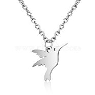 201 Stainless Steel Pendants Necklaces, Bird, Stainless Steel Color, 16.3 inch(40cm)x1mm(NJEW-S063-TN129-1)