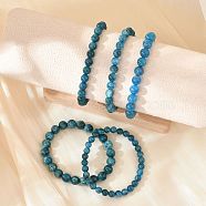 Natural Apatite Round Round Beaded Stretch Bracelets, Inner Diameter: 2-1/8 inch(5.4cm)(BJEW-G697-01A)