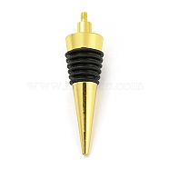 Alloy Red Wine Stoppers, Silicone Bottle Stopper, Cone, Golden, 77.5x20mm, pin: 4mm(AJEW-Z016-01D-G)