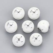 Electroplate Glass Beads, Round with Constellations Pattern, Platinum Plated, Leo, 10mm, Hole: 1.2mm(EGLA-S178-11J-01)
