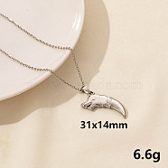 304 Stainless Steel Wolf Tooth Pendant Necklace, Cable Chain Necklaces(BX4246-5)