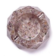 Resin with Natural Other Quartz Chip Stones Ashtray, with Resin, Home OFFice Tabletop Decoration, Octagon, 103x98x26mm, Inner Diameter: 60mm(DJEW-F015-07D)