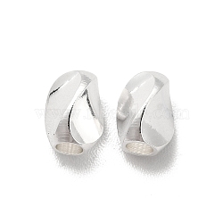 Brass Bead, Lead Free & Cadmium Free, Twist Oval, 925 Sterling Silver Plated, 6x4x4mm, Hole: 2mm(KK-H442-39A-S)