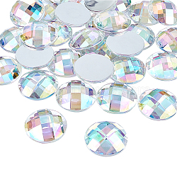 Taiwan Acrylic Rhinestone Cabochons, Flat Back and Faceted, Half Round/Dome, Clear AB, 20x6mm, 30pcs/box(ACRT-FG0001-001)