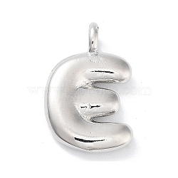 Rack Plating Brass Balloon Letter Pendants, Cadmium Free & Lead Free, Long-Lasting Plated, Platinum, Letter E, 17.5x11.5x4.5mm, hole: 2.5mm(X-KK-C050-01P-E)