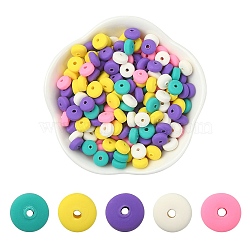 Handmade Polymer Clay Beads, for DIY Jewelry Crafts Supplies, Flat Round, Mixed Color, 6x3mm, Hole: 1.5mm(CLAY-YW0001-88A)