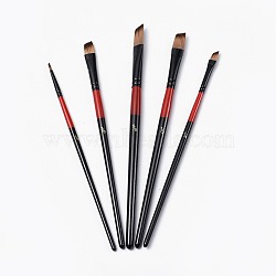 Wooden Paint Brushes Pens Sets, For Watercolor Oil Painting, Black, 177~200x5~9mm, brush: 8~20x2.5~11.5mm, 5pcs/set(AJEW-L074-04)