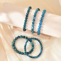 Natural Apatite Round Round Beaded Stretch Bracelets, Inner Diameter: 2-1/8 inch(5.4cm)(BJEW-G697-01A)