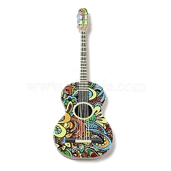 Acrylic Pendants, Guitar, Green Yellow, 49x18x2.5mm, Hole: 1.4mm(OACR-E037-05A)