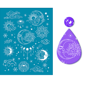 Silk Screen Printing Stencil, for Painting on Wood, DIY Decoration T-Shirt Fabric, Moon Pattern, 10x12.7cm