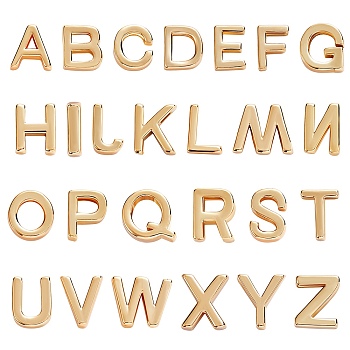 26Pcs 26 Style Brass Charms, Long-Lasting Plated, Letter A~Z, Golden, 8~9.6x3~11.5x3mm, Hole: 0.8~1.6mm, 1pc/style