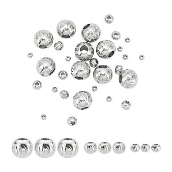 30Pcs 3 Style 201 Stainless Steel Beads, Rondelle, Stainless Steel Color, 3~10x2~8.5mm, Hole: 1.2~1.6mm, 10pcs/style