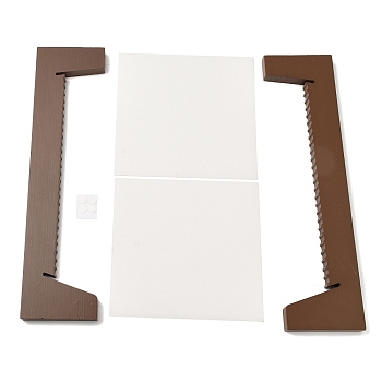 Foldable Acrylic Record Album Display Stands, Vinyl Record Storage Holder with Wood Bases, Coconut Brown, 35x8.8cm