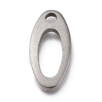 304 Stainless Steel Pendants, Oval, Stainless Steel Color, 23.5x11x2mm, Hole: 3mm