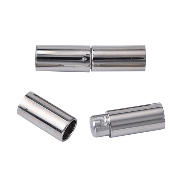 304 Stainless Steel Bayonet Clasps, Column, Stainless Steel Color, 18~20x5mm, Hole: 4mm