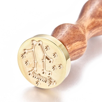 Brass Wax Seal Stamp, with Wooden Handle, for Post Decoration, DIY Card Making, Gemini, 90x26mm, Hole: 7mm