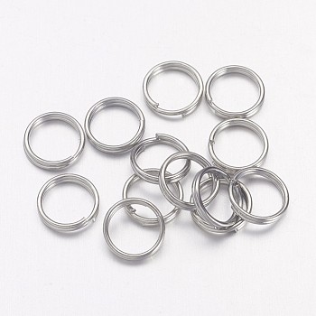 Iron Split Rings, Double Loops Jump Rings, Cadmium Free & Lead Free, Platinum, 7x1.4mm, about 6.3mm inner diameter, about 600pcs/50g