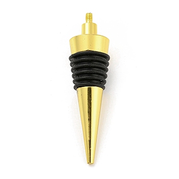 Alloy Red Wine Stoppers, Silicone Bottle Stopper, Cone, Golden, 77.5x20mm, pin: 4mm