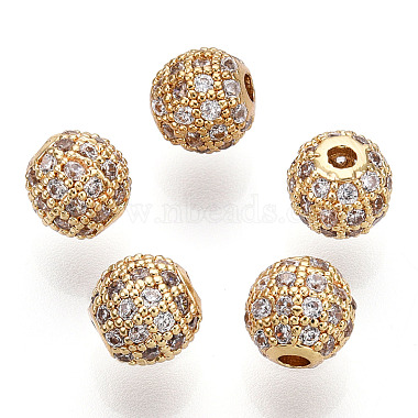 6mm Round Brass+Cubic Zirconia Beads