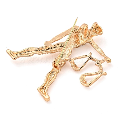 Golden Zinc Alloy with Rhinestone Brooches(JEWB-B018-03G-07)-2