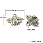 Tibetan Style Alloy Pendants, Cadmium Free & Nickel Free & Lead Free, Bees, Antique Silver, 16.5x21.5x3mm, Hole: 2mm(TIBEP-S018-AS-FF)