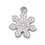Winter Theme Alloy Enamel Pendants, Platinum, Snowflake, 20.5x17x1.5mm, Hole: 2mm(ENAM-M002-05U-P)