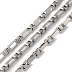 Tarnish Resistant 304 Stainless Steel Link Chains, Unwelded, with Spool, Stainless Steel Color, 6.5x3x2mm(CHS-A012-04B-P)