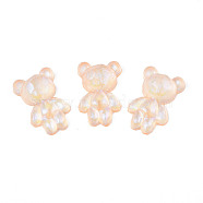 Transparent Acrylic Cabochons, Half Hole, Glitter Beads, Bear, PeachPuff, 25x16.5x7mm, Half Hole: 1.2mm(MACR-N015-05B)
