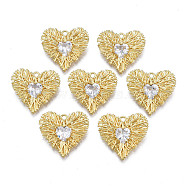 Brass Micro Pave Clear Cubic Zirconia Pendants, Nickel Free, Heart, Real 18K Gold Plated, 18x19.5x3.5mm, Hole: 1.4mm(ZIRC-T015-006G-NF)