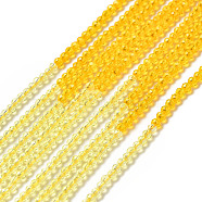 2 Colors Transparent Glass Beads Strands, Segmented Multi-color Beads, Faceted, Round, Champagne Yellow, 2mm, Hole: 0.5~0.6mm, about 184~211pcs/strand, 15.28~15.75 inch(38.8~40cm)(GLAA-G093-01D)