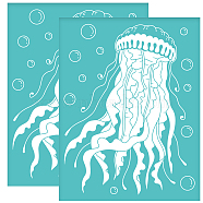 Self-Adhesive Silk Screen Printing Stencil, for Painting on Wood, DIY Decoration T-Shirt Fabric, Turquoise, Jellyfish Pattern, 280x220mm(DIY-WH0338-070)