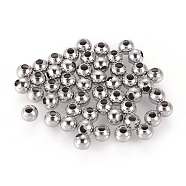 304 Stainless Steel Hollow Round Seamed Beads, for Jewelry Craft Making, Stainless Steel Color, 6x5mm, Hole: 2.4mm(STAS-R032-6mm)