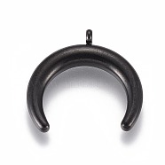 304 Stainless Steel Pendants, Double Horn/Crescent Moon, Gunmetal, 22.5x23x4mm, Hole: 1.8mm(STAS-F229-01-B)