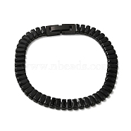 Cubic Zirconia Tennis Bracelet, Black 304 Stainless Steel Rectangle Link Chain Bracelet, Black, 6-1/2~6-3/4 inch(16.5~17.2cm)(BJEW-M301-04EB)
