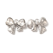 Rack Plating Alloy Charms, Nickel Free, with Glass, Bowknot with Heart Charms, Platinum, Clear, 13x16.5x4mm, Hole: 1.6mm(PALLOY-O106-13P-02)