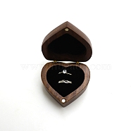 Heart Wooden Couple Ring Boxes, Magnetic Wood Ring Storage Case with Velvet Inside, for Wedding, Valentine's Day, Black, 6x5.5x3.3cm(PW-WG29477-04)