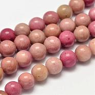 Round Natural Rhodonite Beads Strands, 8mm, Hole: 1mm, about 49pcs/strand, 15.5 inch(G-K092-8mm)