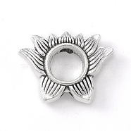 Tibetan Style Alloy Bead Frame, Flower, Antique Silver, 14.5x20x5mm, Hole: 2.5mm(TIBE-WH0002-10AS)