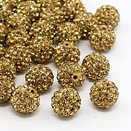 Pave Disco Ball Beads, Polymer Clay Rhinestone Beads, Grade A, Lt.Col.Topaz, PP11(1.7~1.8mm), 8mm, Hole: 1mm(RB-Q195-8mm-246)
