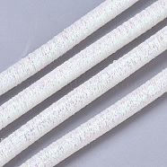 PVC Tubular Synthetic Rubber Cord, Hollow Pipe, with Glitter Powder, White, 5.5mm, Hole: 2.5mm, about 54.68 yards(50m)/bundle(RCOR-T002-02A-08)