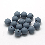 Food Grade Eco-Friendly Silicone Focal Beads, Round, Slate Gray, 18~20mm, Hole: 2mm(SIL-R008D-15)