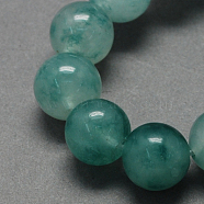 Two Tone Natural Jade Bead Strands, Dyed, Round, Teal, 10mm, Hole: 1mm, about 38pcs/strand, 14.9 inch(G-R165-10mm-05)