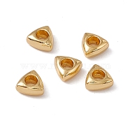 Rack Plating Brass Beads, Long-Lasting Plated, Cadmium Free & Nickel Free & Lead Free, Triangle, Real 18K Gold Plated, 6x6x3mm, Hole: 2.3mm(KK-C007-39G)