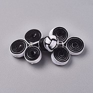 Handmade Chinese Frogs Knots Buttons Sets, Polyester Button, Black, 25~28.5x57~65x9~14.4mm(BUTT-WH0014-27B)