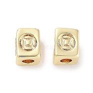 Brass Beads, Cube, Real 18K Gold Plated, 3.5x3x3mm, Hole: 1.4mm(KK-C051-29G)