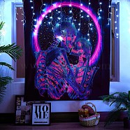 Black Light Skull Wall Tapestry, Glow in the Dark Skeleton Trippy Tapestry, for Psychedelic Neon Party Wall, Bedroom, Living Room, Orchid, 59.1"x51.2"(150x130cm)(JX154B)